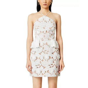 NWT Elliatt Seafarer Lace Halter Mini Dress in White Size Medium